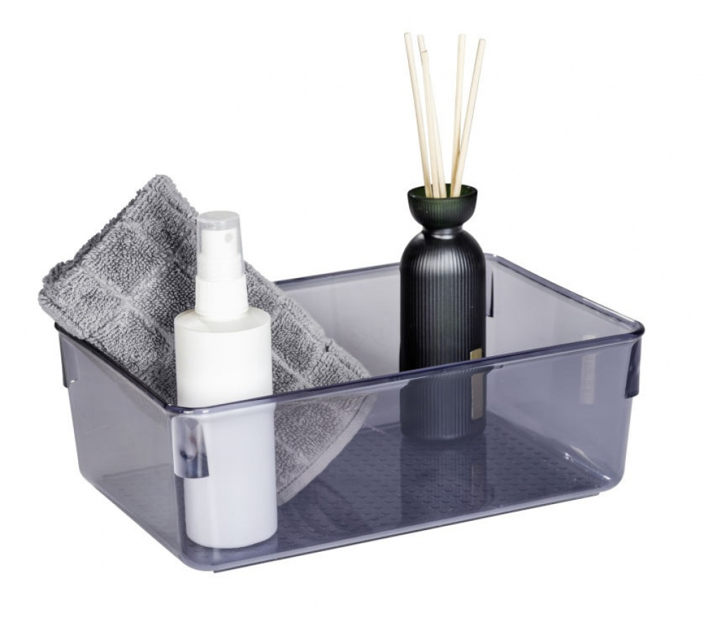 Storage Box in recycled plastic, SAN DIEGO, 24,4 x 16,3, x H 8,5 cm, Transparent grey in the group Storage / Storage boxes at SmartaSaker.se (40852)