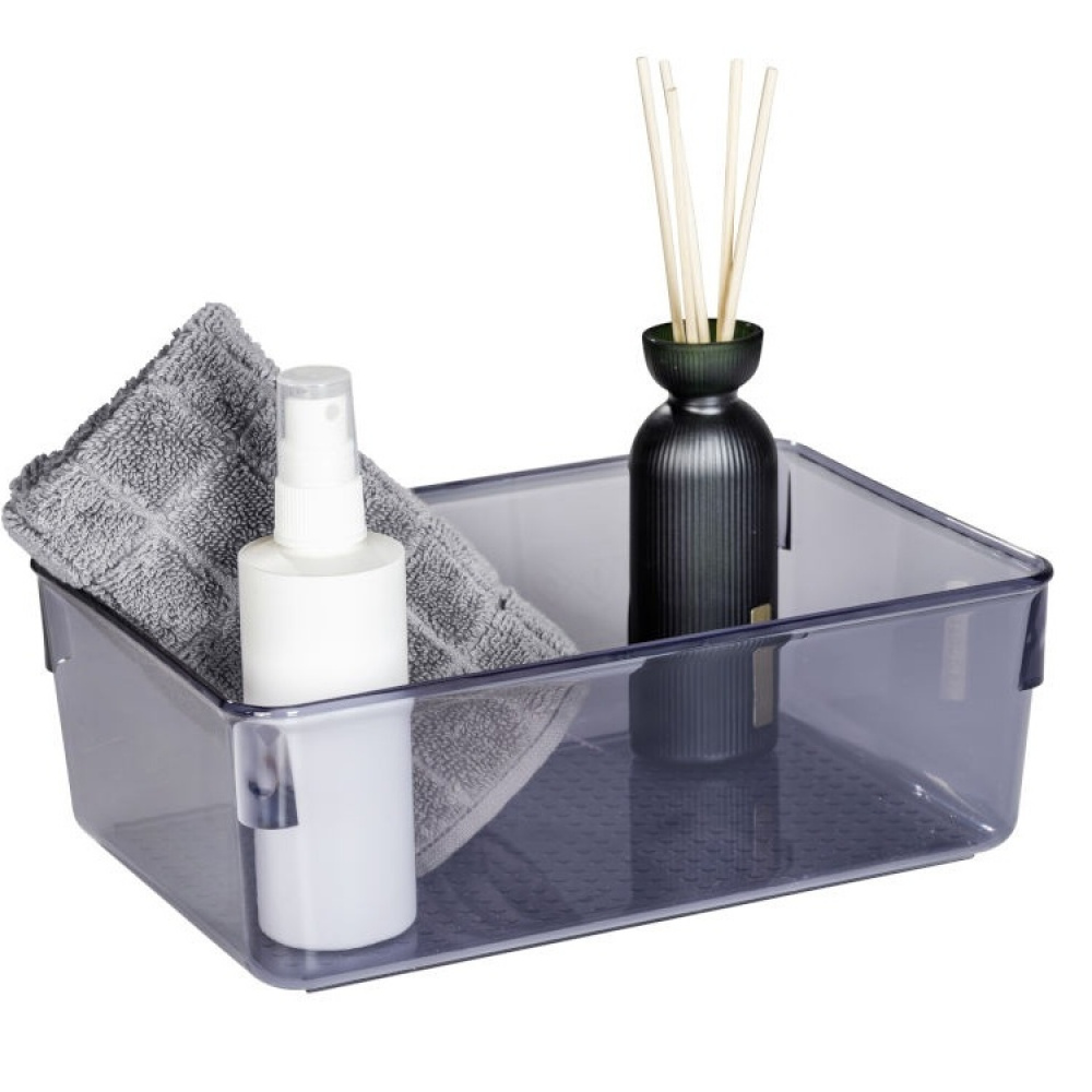 Storage Box in recycled plastic, SAN DIEGO, 24,4 x 16,3, x H 8,5 cm, Transparent grey in the group Storage / Storage boxes at SmartaSaker.se (40852)