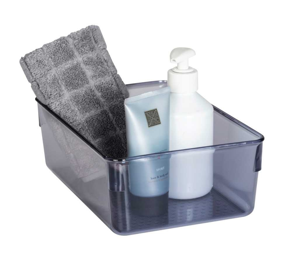Storage Box in recycled plastic, SAN DIEGO, 24,4 x 16,3, x H 8,5 cm, Transparent grey in the group Storage / Storage boxes at SmartaSaker.se (40852)