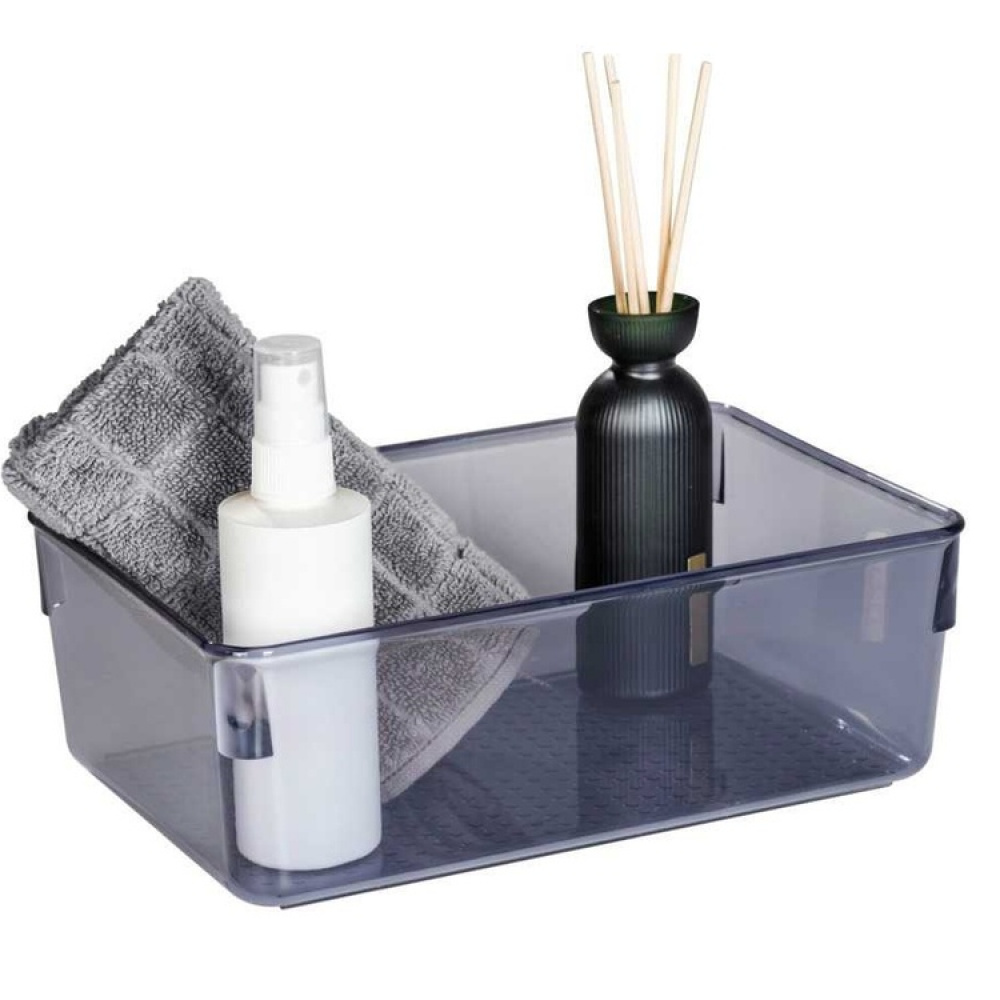 Storage Box in recycled plastic, SAN DIEGO, 24,4 x 16,3, x H 8,5 cm, Transparent grey in the group Storage / Storage boxes at SmartaSaker.se (40852)