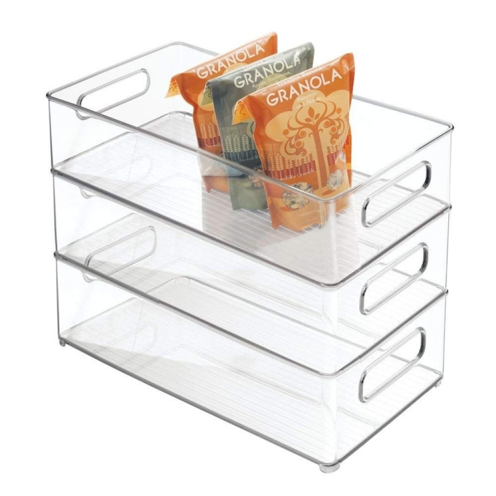 Storage box with handle, KITCHEN BINZ, 20,3 x 36,8 x H10,2 cm, Transparent in the group Storage / Kitchen storage / Kitchen cabinet organizers at SmartaSaker.se (40856)