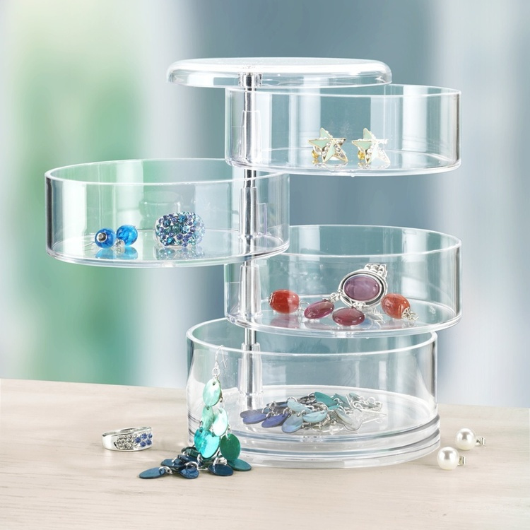 Storage tower, 4 compartments, ORGANIZER TOWER, Ø 11,5 x H 17,5 cm, Clear in the group Storage / Storage boxes at SmartaSaker.se (40869)