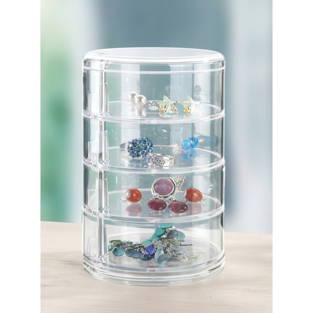 Storage tower, 4 compartments, ORGANIZER TOWER, Ø 11,5 x H 17,5 cm, Clear in the group Storage / Storage boxes at SmartaSaker.se (40869)