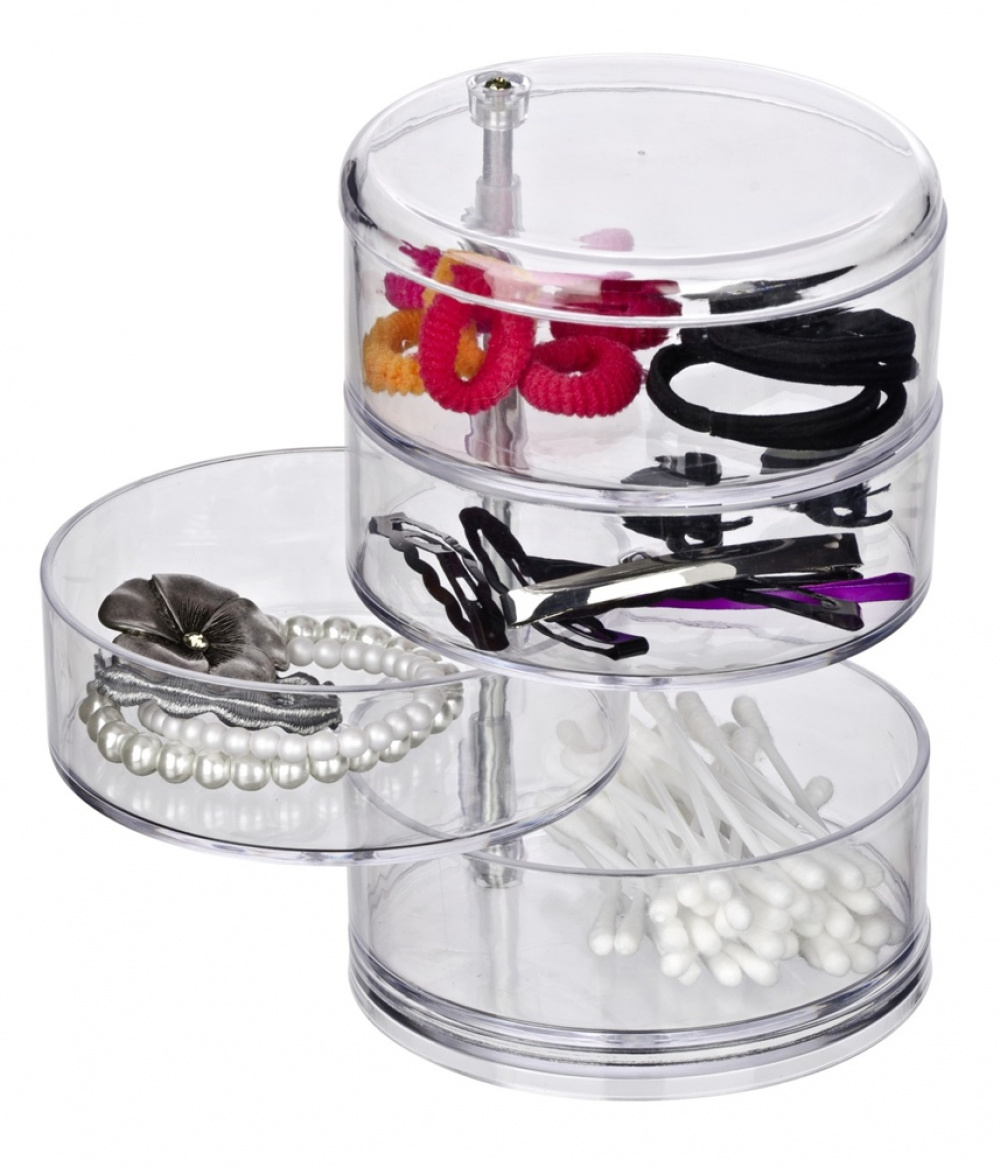 Storage tower, 4 compartments, ORGANIZER TOWER, Ø 11,5 x H 17,5 cm, Clear in the group Storage / Storage boxes at SmartaSaker.se (40869)