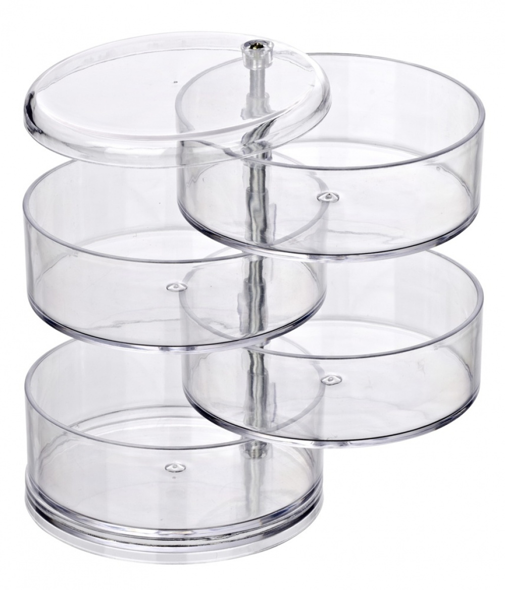 Storage tower, 4 compartments, ORGANIZER TOWER, Ø 11,5 x H 17,5 cm, Clear in the group Storage / Storage boxes at SmartaSaker.se (40869)