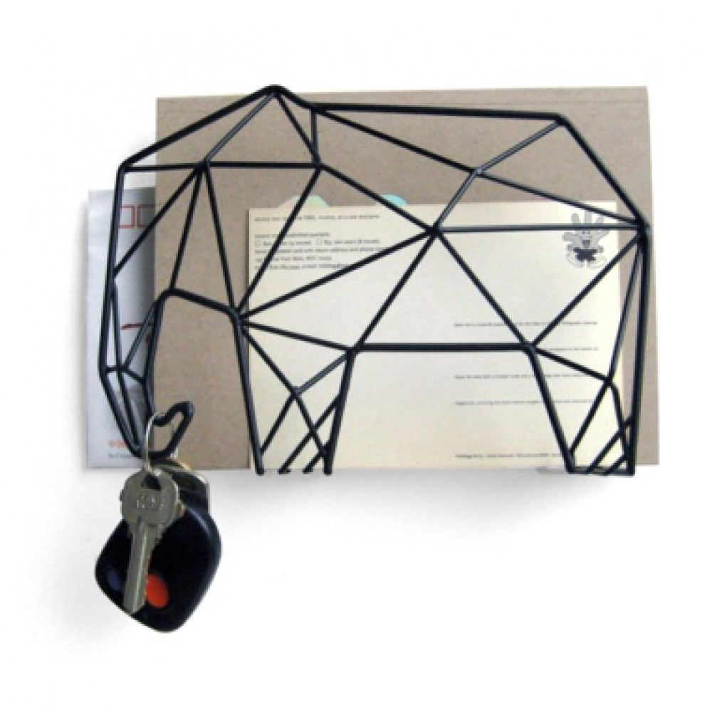 Letter organizer, ELEPHANT, standing or wall-mounted, 20 x 9 x H 15 cm, Black in the group Storage / Hallway storage / Hooks and hangers at SmartaSaker.se (40871)