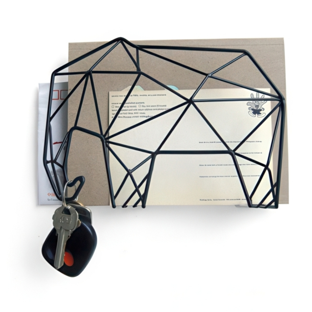 Letter organizer, ELEPHANT, standing or wall-mounted, 20 x 9 x H 15 cm, Black in the group Storage / Hallway storage / Hooks and hangers at SmartaSaker.se (40871)
