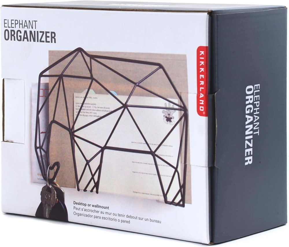 Letter organizer, ELEPHANT, standing or wall-mounted, 20 x 9 x H 15 cm, Black in the group Storage / Hallway storage / Hooks and hangers at SmartaSaker.se (40871)