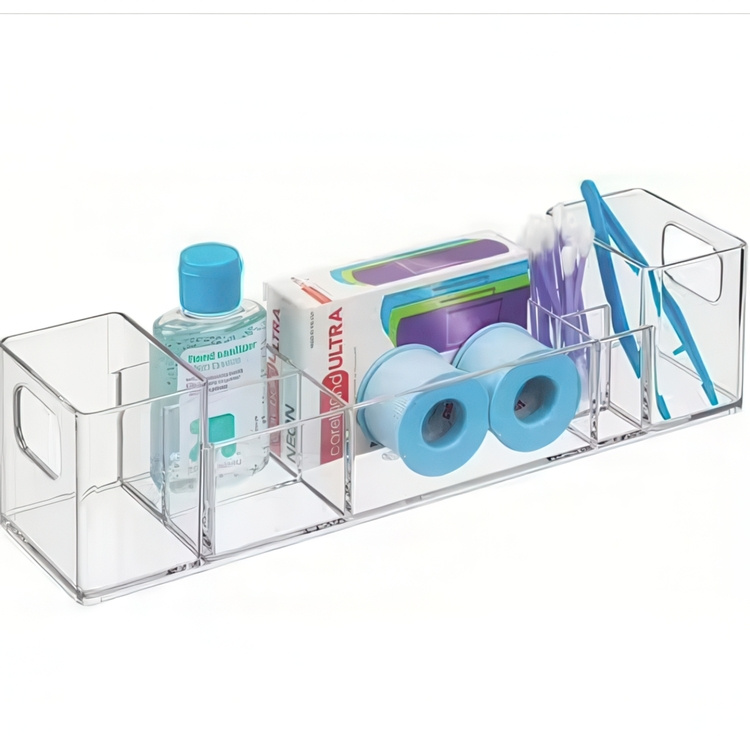 Storage Box with compartments, CLARITY ORGANIZER, 30,5 x 7,6 x H 7,6 cm, Clear in the group Storage / Bathroom storage at SmartaSaker.se (40875)