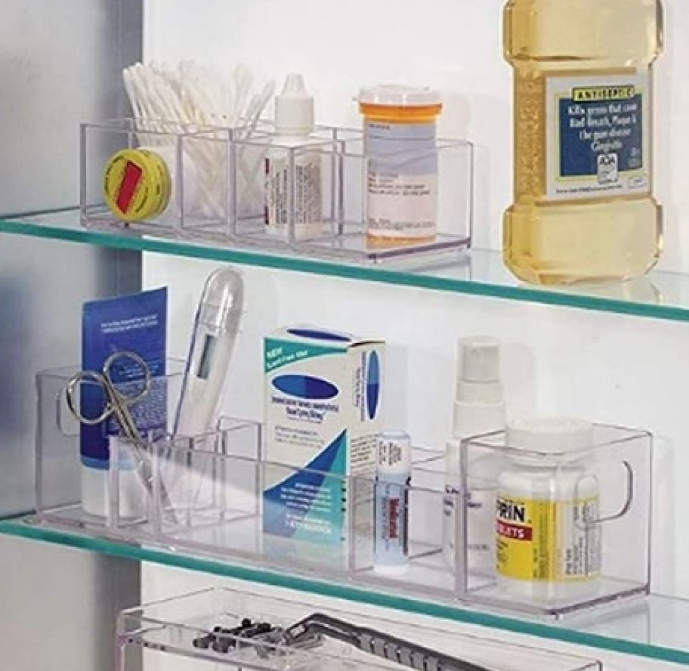 Storage Box with compartments, CLARITY ORGANIZER, 30,5 x 7,6 x H 7,6 cm, Clear in the group Storage / Bathroom storage at SmartaSaker.se (40875)