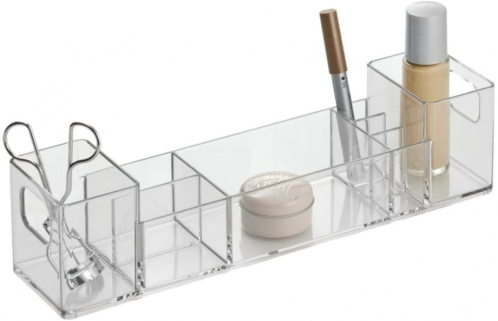 Storage Box with compartments, CLARITY ORGANIZER, 30,5 x 7,6 x H 7,6 cm, Clear in the group Storage / Bathroom storage at SmartaSaker.se (40875)