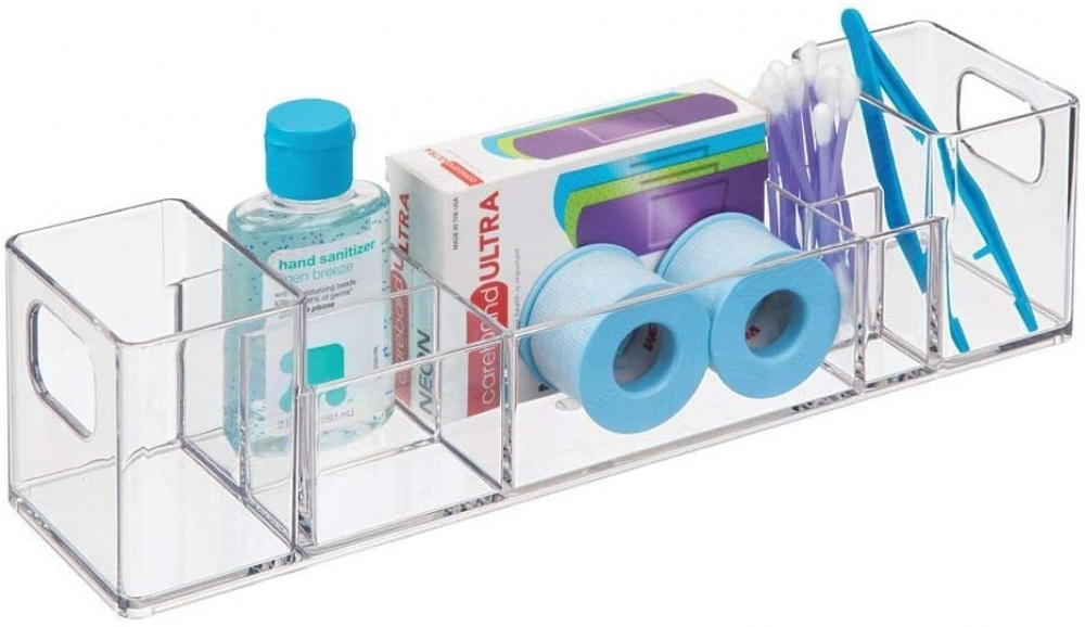 Storage Box with compartments, CLARITY ORGANIZER, 30,5 x 7,6 x H 7,6 cm, Clear in the group Storage / Bathroom storage at SmartaSaker.se (40875)