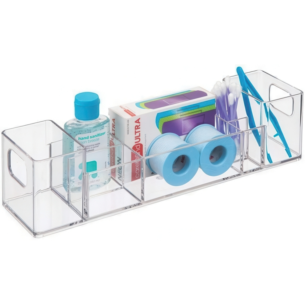 Storage Box with compartments, CLARITY ORGANIZER, 30,5 x 7,6 x H 7,6 cm, Clear in the group Storage / Bathroom storage at SmartaSaker.se (40875)