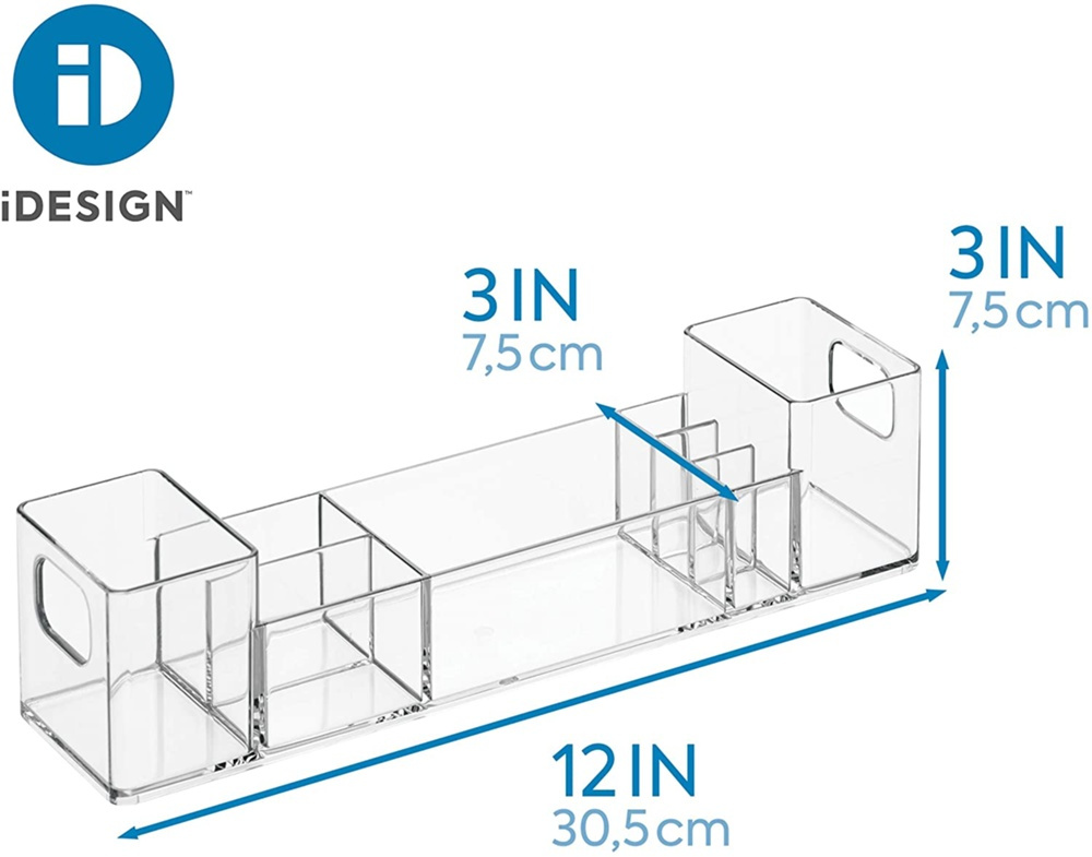 Storage Box with compartments, CLARITY ORGANIZER, 30,5 x 7,6 x H 7,6 cm, Clear in the group Storage / Bathroom storage at SmartaSaker.se (40875)