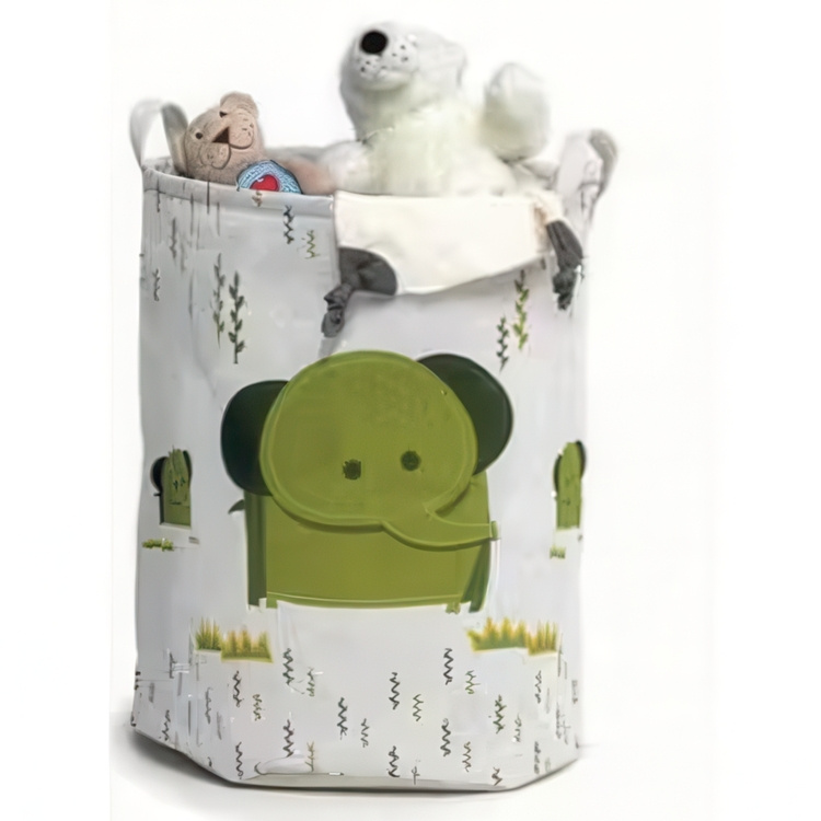 Storage Bag, ELEPHANT TOY BASKET, Ø 35 x H 45 cm, White / Greem in the group Storage / Children’s room storage at SmartaSaker.se (40878)