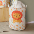 Storage Bag, LION TOY BASKET, Ø 35 x H 45 cm, White / Orange Storage Bag, LION TOY BASKET, Ø 35 x H 45 cm, White / Orange