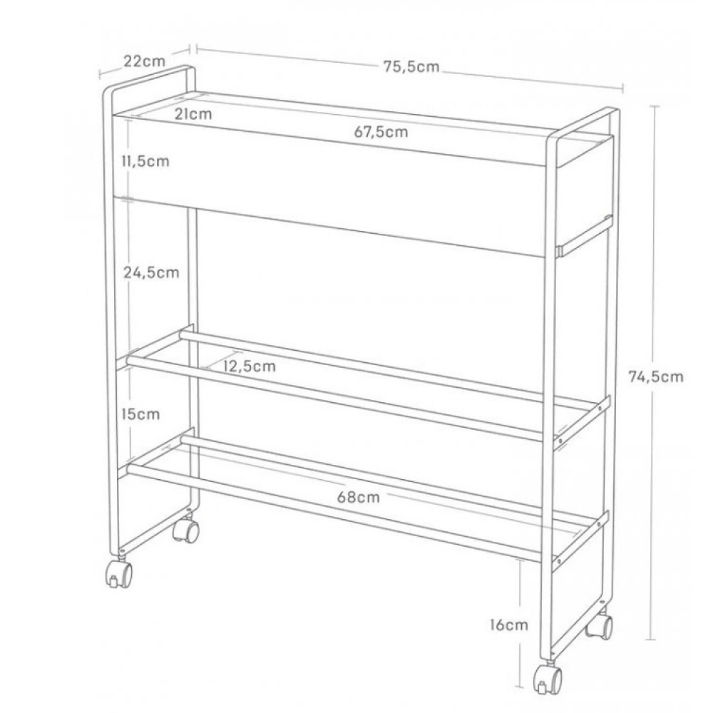 Storage Cart, ENTRYWAY TROLLEY, 75,5 x 22 x H 74,5 cm, Yamazaki in the group Storage / Hallway storage / Shoe racks at SmartaSaker.se (40882)