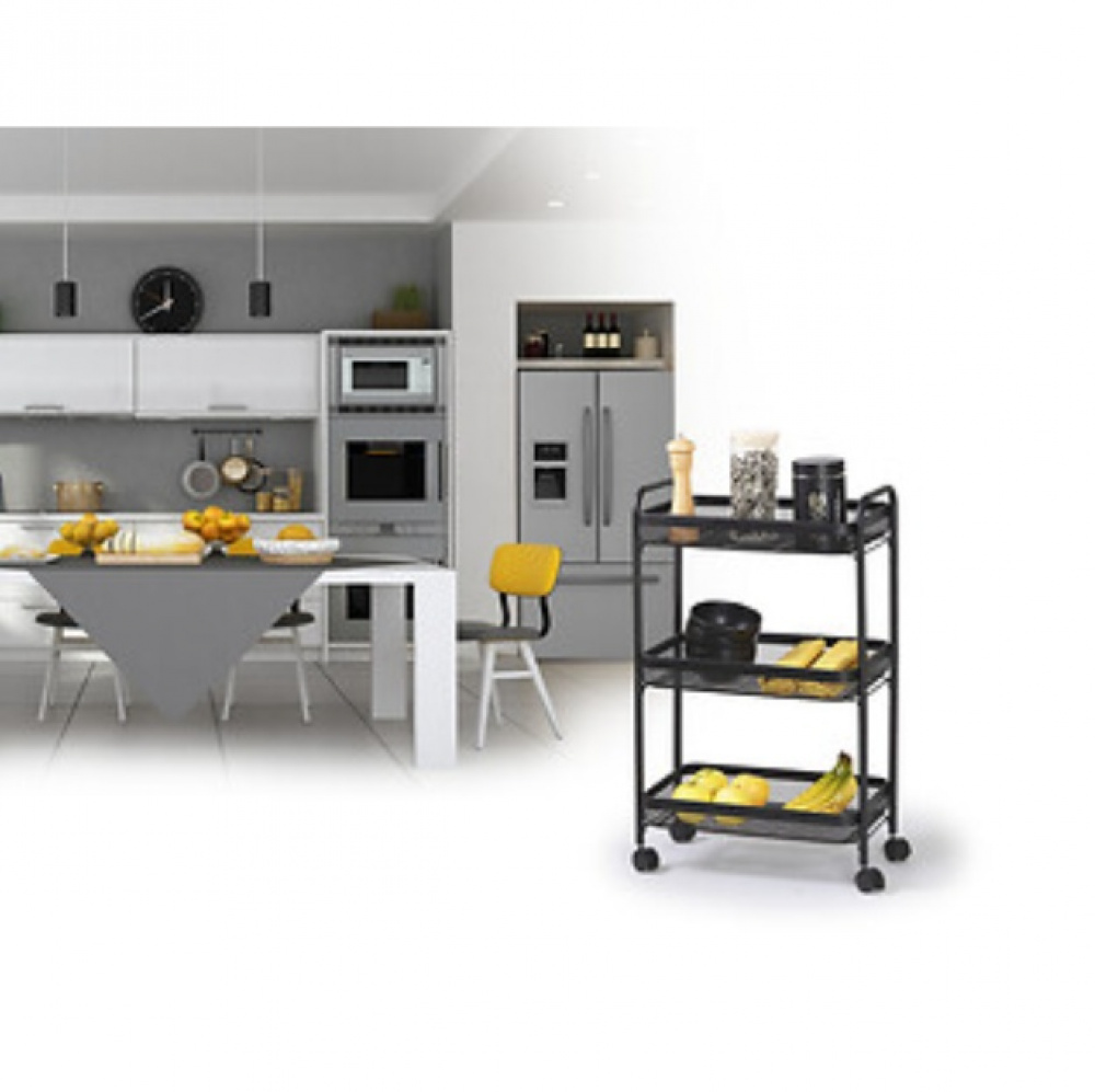 Storage trolley in metal, MAYAJ TROLLEY, 46,5 x 26,5 x H 79 cm, Black in the group Storage / Kitchen storage at SmartaSaker.se (40883)