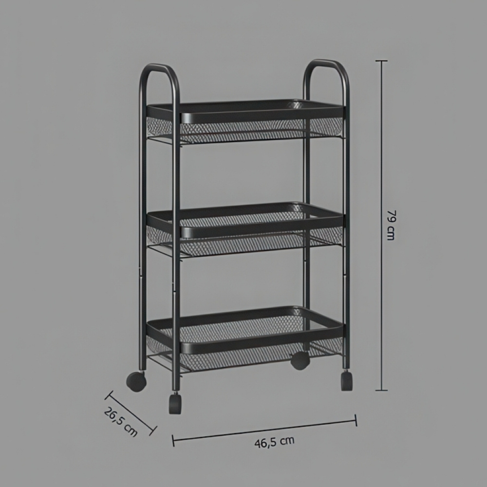 Storage trolley in metal, MAYAJ TROLLEY, 46,5 x 26,5 x H 79 cm, Black in the group Storage at SmartaSaker.se (40883)