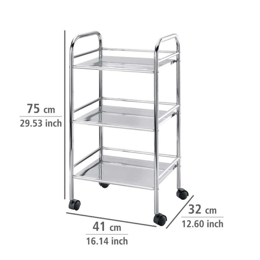 Storage trolley on wheels, EXCLUSIV HOUSHOLD WAGON, 41 x 32 x H 75 cm, Chrome in the group Storage / Kitchen storage at SmartaSaker.se (40884)