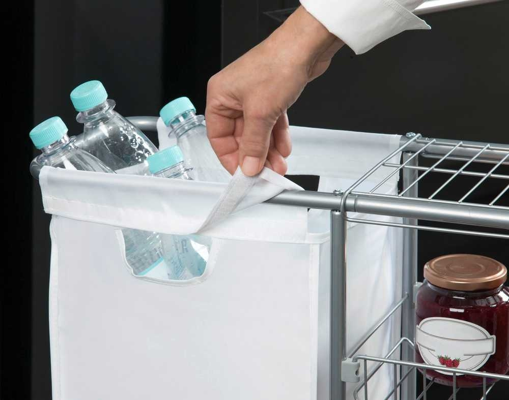 Storage trolley with bag, SLIM SAMMELWAGEN, 58 x 20 x H 80 cm, Silver Grey in the group Storage / Laundry and care / Laundry baskets at SmartaSaker.se (40885)
