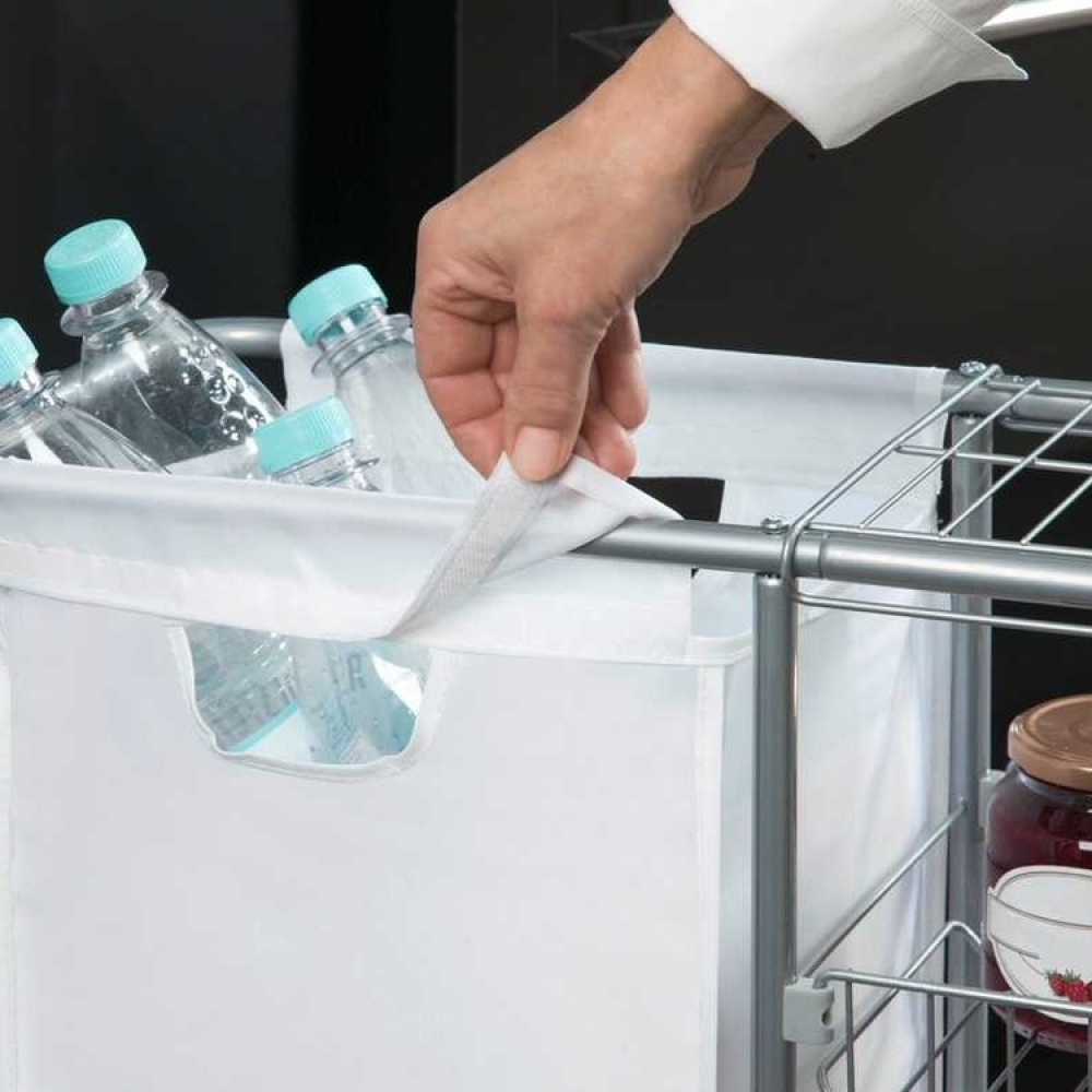 Storage trolley with bag, SLIM SAMMELWAGEN, 58 x 20 x H 80 cm, Silver Grey in the group Storage / Laundry and care / Laundry baskets at SmartaSaker.se (40885)