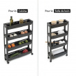 Storage trolley, 4 TIERS EXTEND TROLLEY, 37,5~60 x 15 x H 78,5 cm