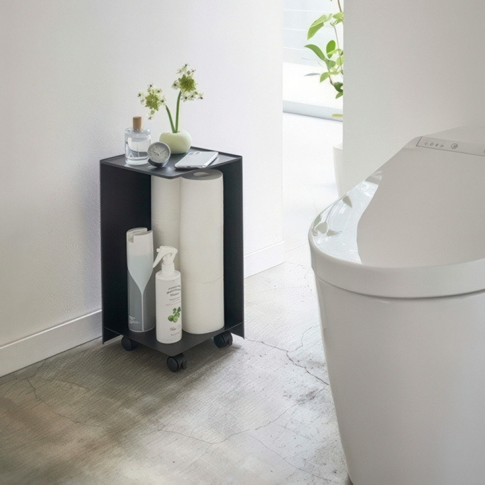 Storage trolley, TOWER ROLLING ORGANISER, 24 x 24 x H 44 cm, Black in the group Storage / Kitchen storage at SmartaSaker.se (40888)