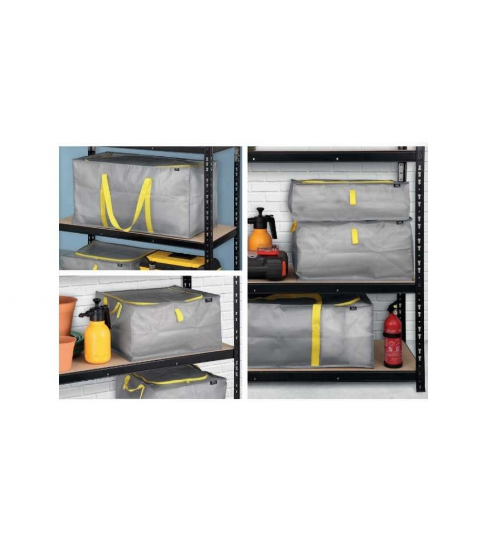 Multipurpose bag, 180 L TAURUS SUPER TOUGH XXL, 90 x 45 x H 45 cm, Silver grey / Yellow in the group Storage / Storage room and garage / Storage bags at SmartaSaker.se (40894)