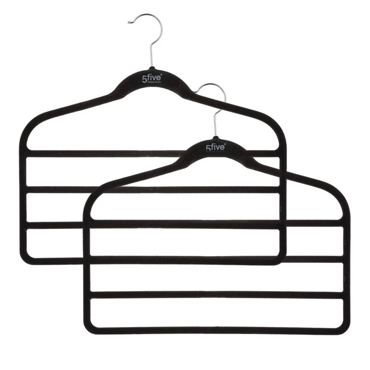 Hangers for pants, 4 Tier, Set of 2, VELVET PANT HANGERS, 45 cm, Black in the group Storage / Wardrobe storage / Hangers and hooks at SmartaSaker.se (40899)