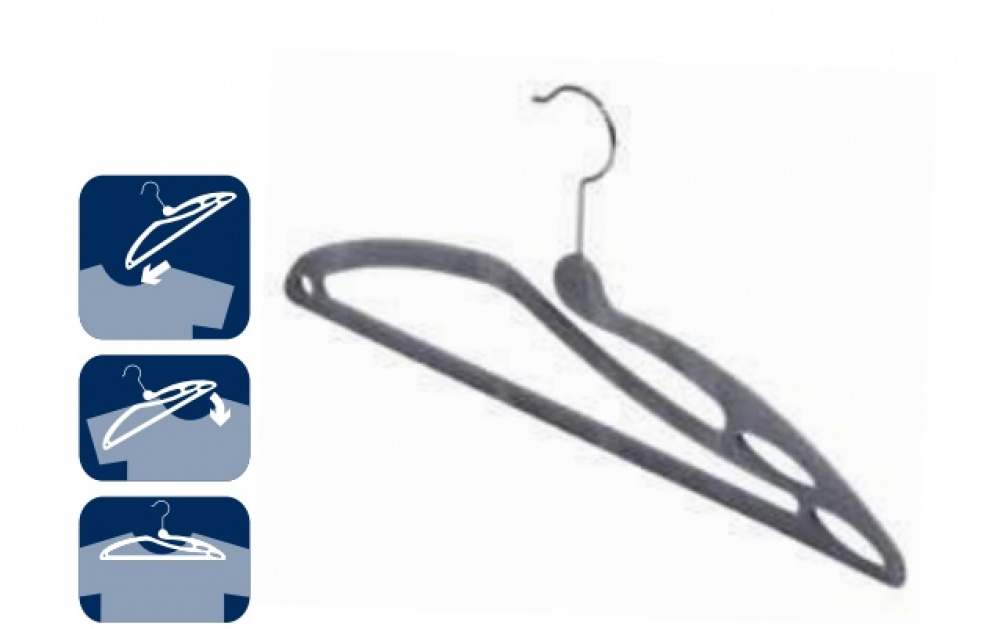 Hangers for T-shirts, 3 pcs, NO STRETCH HANGER, 41 cm, Grey in the group Storage / Wardrobe storage / Hangers and hooks at SmartaSaker.se (40904)