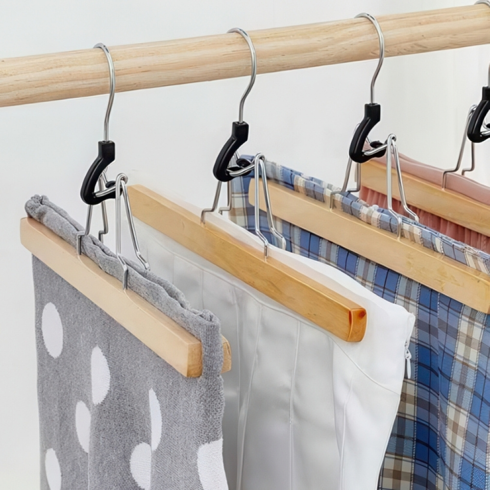 Clamping Hangers, wood, Set of 3, PREMIUM, Nature in the group Storage / Wardrobe storage / Hangers and hooks at SmartaSaker.se (40907)