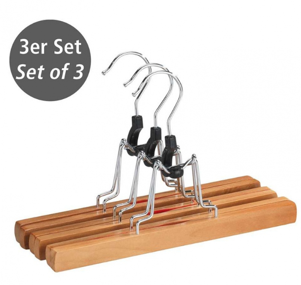 Clamping Hangers, wood, Set of 3, PREMIUM, Nature in the group Storage / Wardrobe storage / Hangers and hooks at SmartaSaker.se (40907)