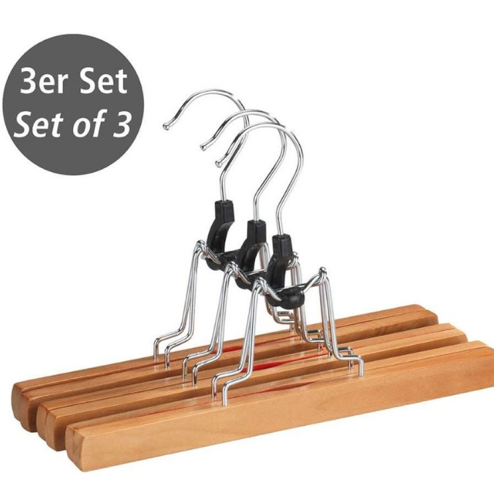 Clamping Hangers, wood, Set of 3, PREMIUM, Nature in the group Storage / Wardrobe storage / Hangers and hooks at SmartaSaker.se (40907)