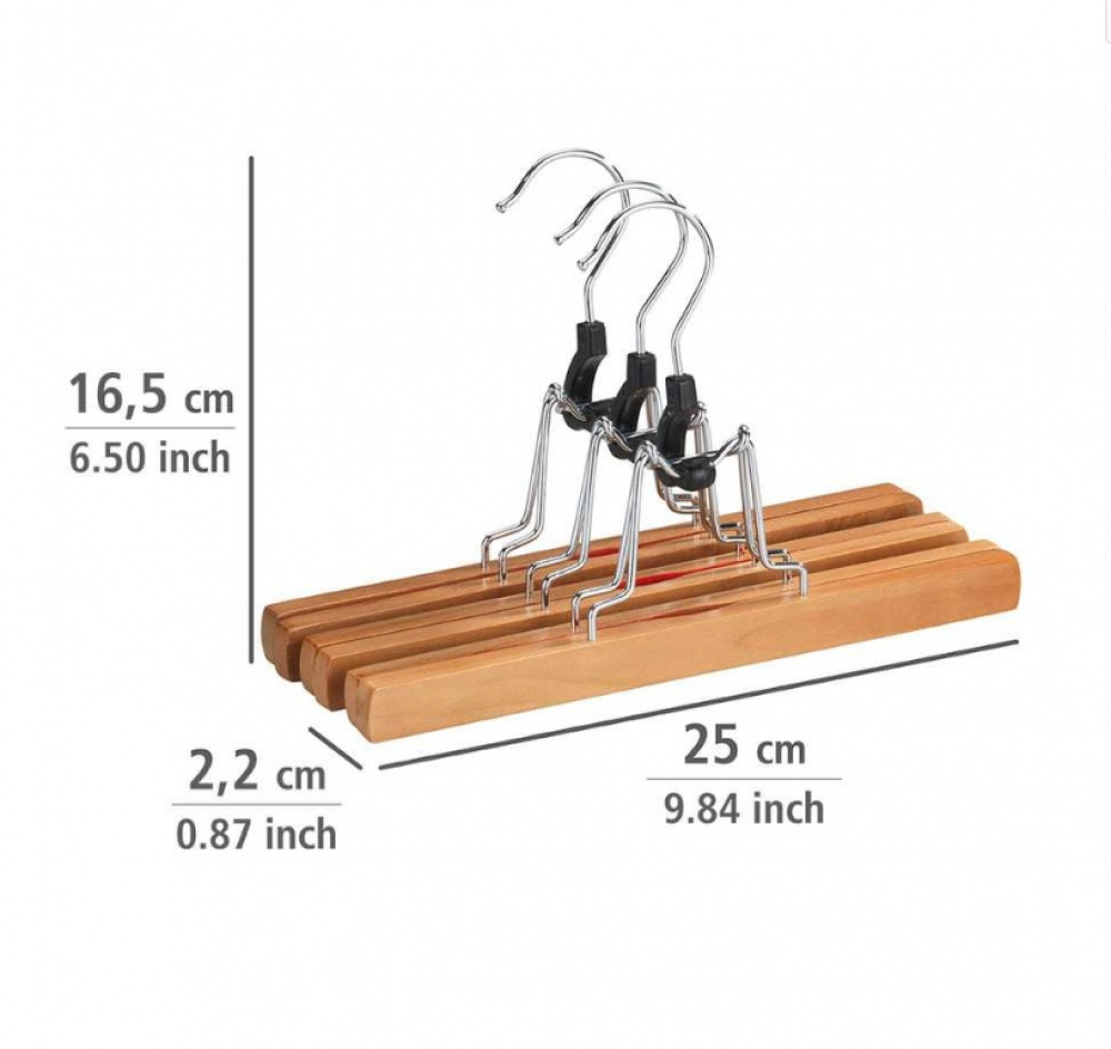 Clamping Hangers, wood, Set of 3, PREMIUM, Nature in the group Storage / Wardrobe storage / Hangers and hooks at SmartaSaker.se (40907)