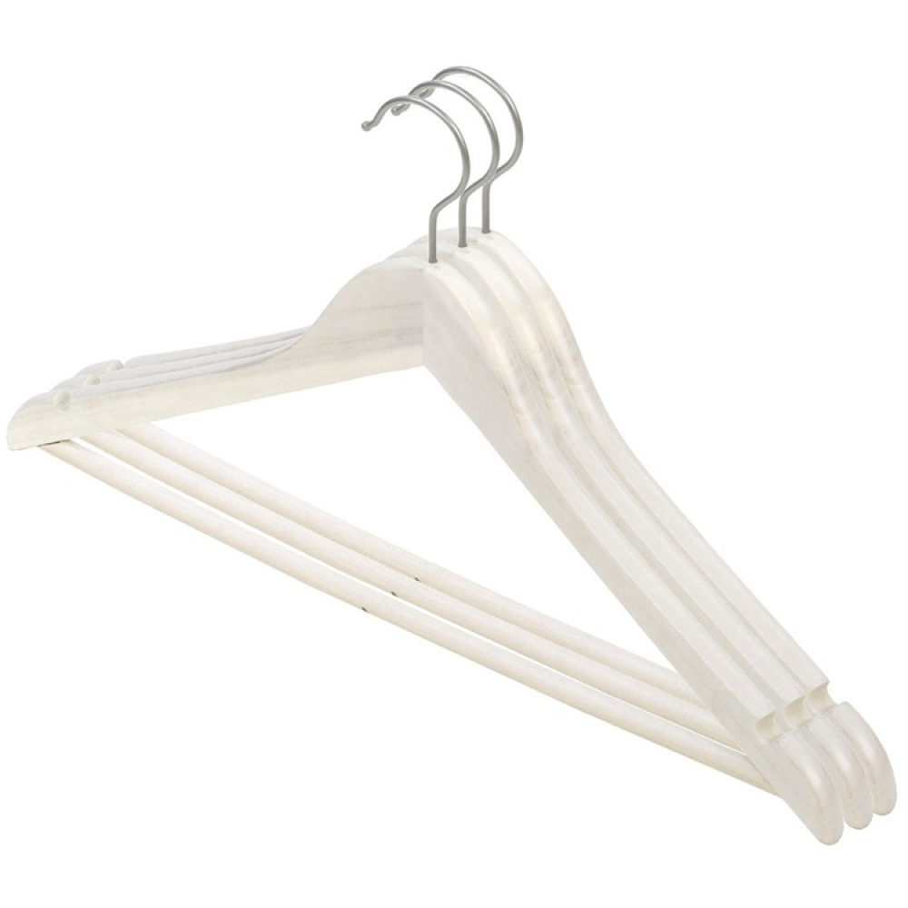 Hangers in Wood, Set of 3, LIVING, 45 cm, White wash in the group Storage / Wardrobe storage / Hangers and hooks at SmartaSaker.se (40909)