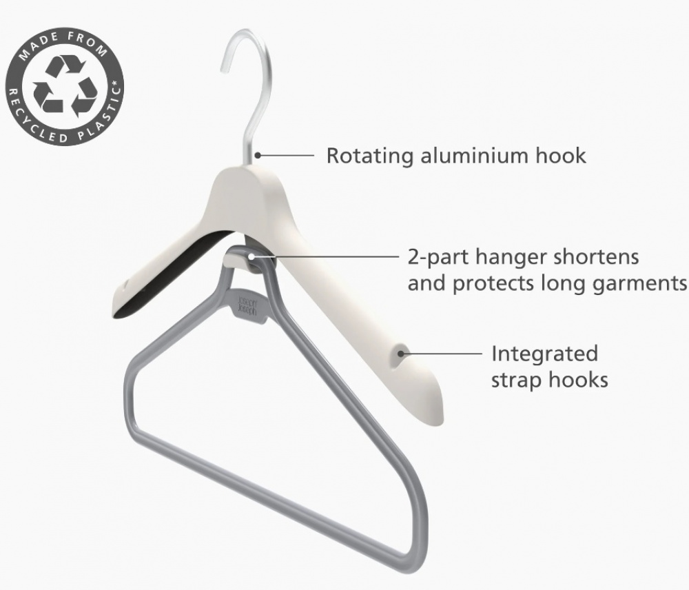 Hangers, Set of 2, ORDERLY LONG GARMENT, Joseph Joseph, 42,5 cm, Ecru in the group Storage / Wardrobe storage / Hangers and hooks at SmartaSaker.se (40913)