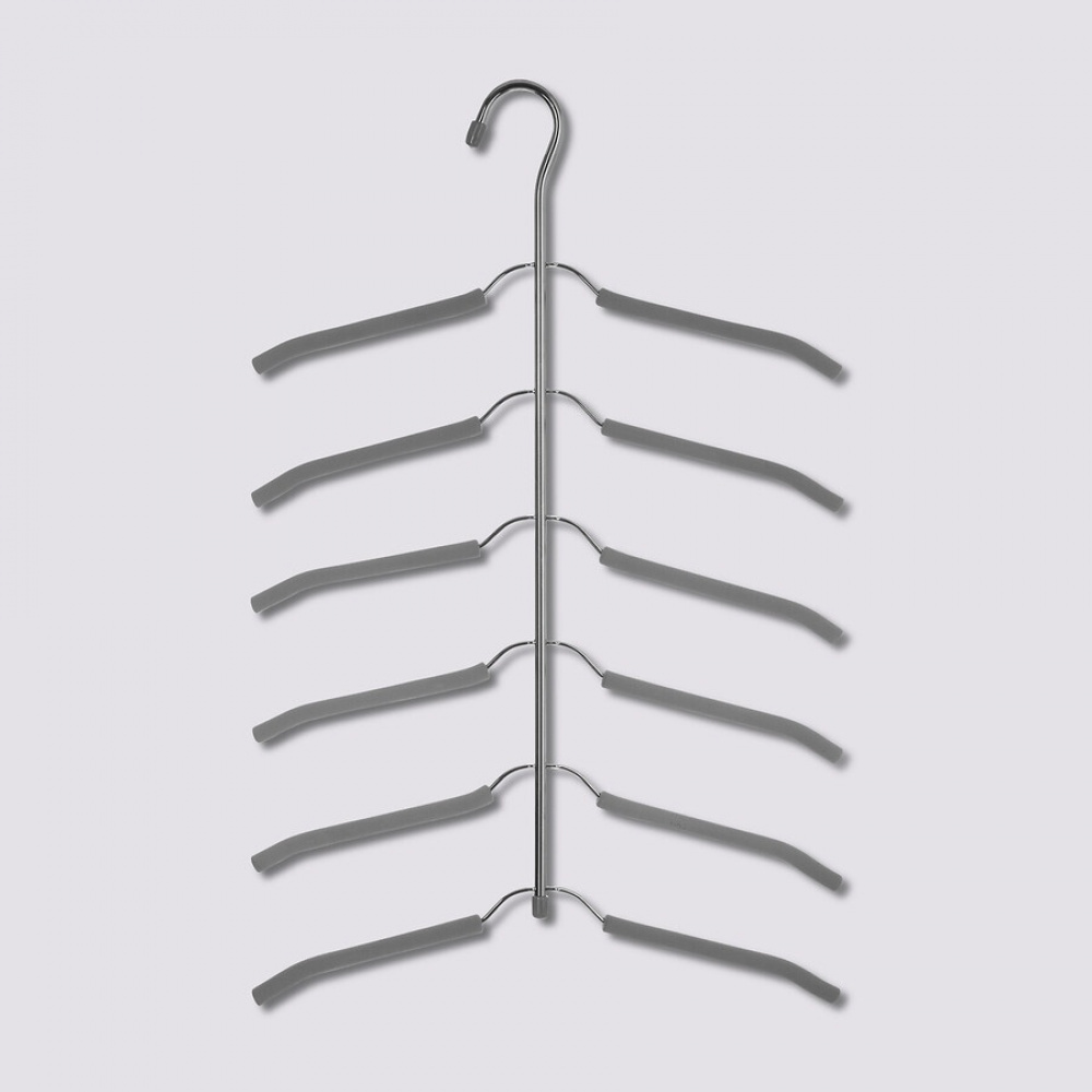 Hanger for 6 Shirts, SOFT CASCADE, 37 cm, Silver / Grey in the group Storage / Wardrobe storage / Hangers and hooks at SmartaSaker.se (40929)