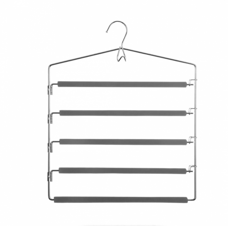 Hanger for pants, 5 Tier, SOFT CINTRES PANTALON, 37,5 x H 45 cm , Silver / Grey in the group Storage / Wardrobe storage / Hangers and hooks at SmartaSaker.se (40960)