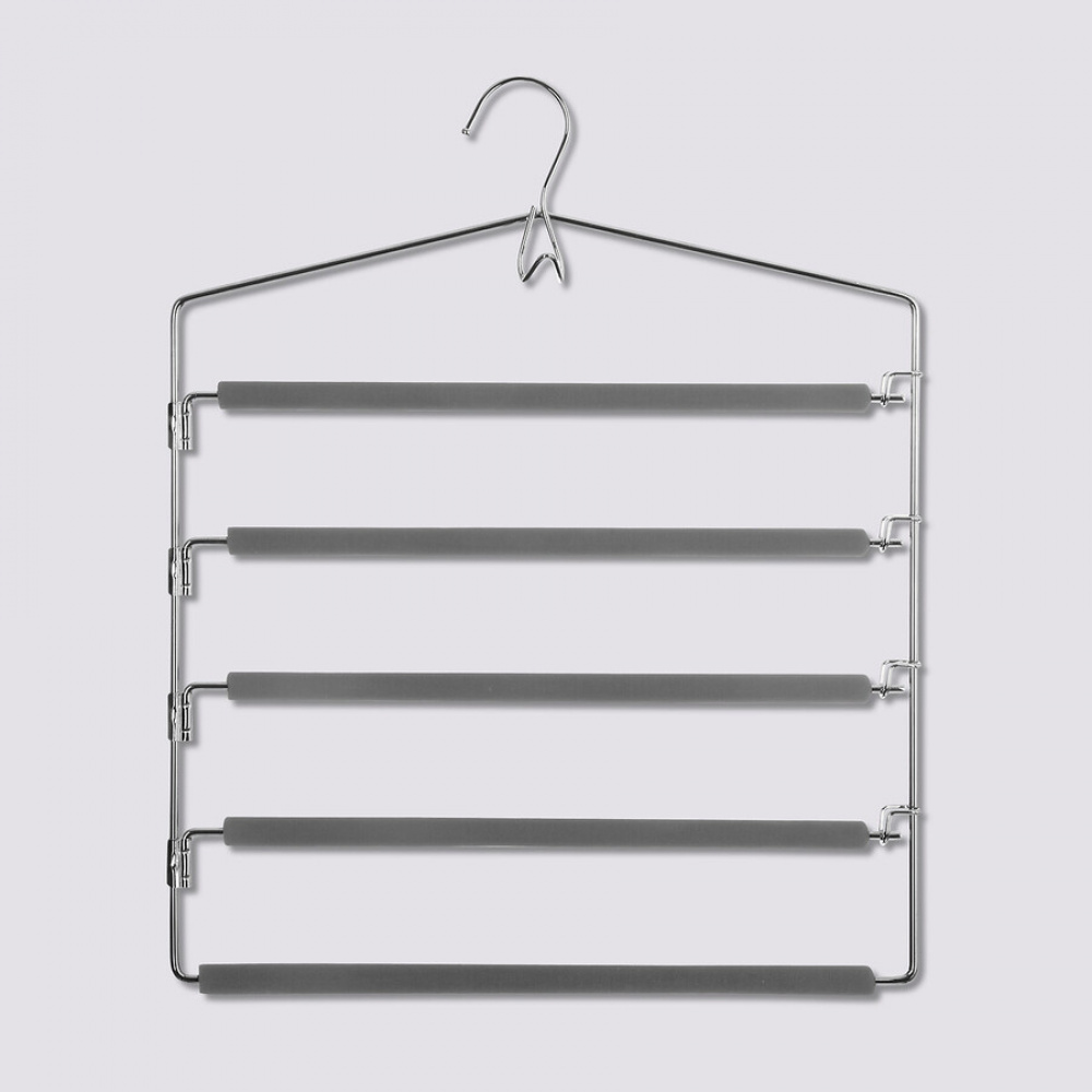 Hanger for pants, 5 Tier, SOFT CINTRES PANTALON, 37,5 x H 45 cm , Silver / Grey in the group Storage / Wardrobe storage / Hangers and hooks at SmartaSaker.se (40960)