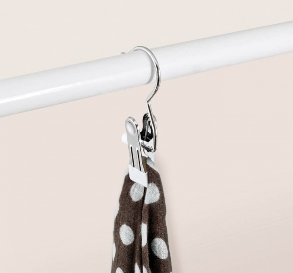 Hangers with clip, Set of 4, ANTI-SLIP, Silver / White in the group Storage / Wardrobe storage / Shoe storage at SmartaSaker.se (40983)
