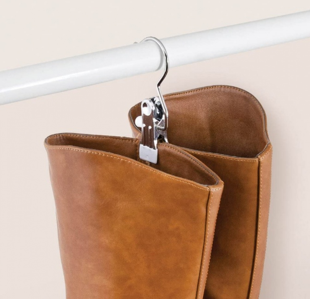Hangers with clip, Set of 4, ANTI-SLIP, Silver / White in the group Storage / Wardrobe storage / Shoe storage at SmartaSaker.se (40983)