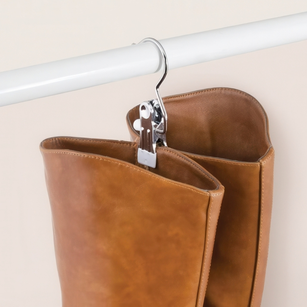 Hangers with clip, Set of 4, ANTI-SLIP, Silver / White in the group Storage / Wardrobe storage / Shoe storage at SmartaSaker.se (40983)