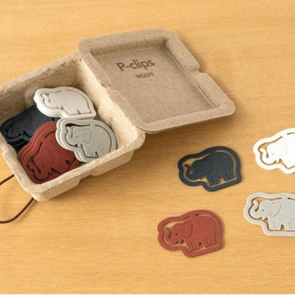 Paper Clips in cardboard, Set of 16, P-CLIPS - PAPER ELEPHANTS, Midori, Assorted in the group Storage / Office supplies at SmartaSaker.se (40989)