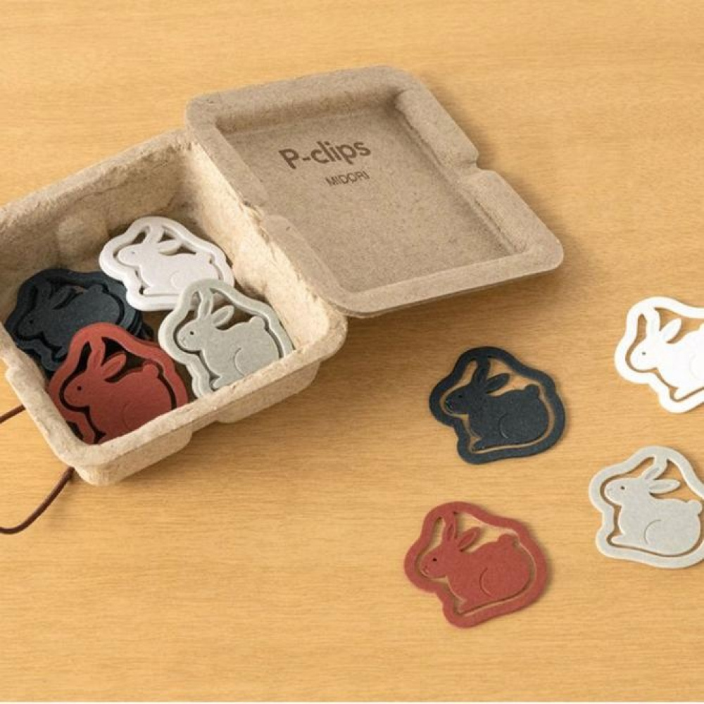 Paper Clips in cardboard, Set of 16, P-CLIPS - PAPER RABBITS, Midori, Assorted in the group Storage / Office supplies at SmartaSaker.se (40990)