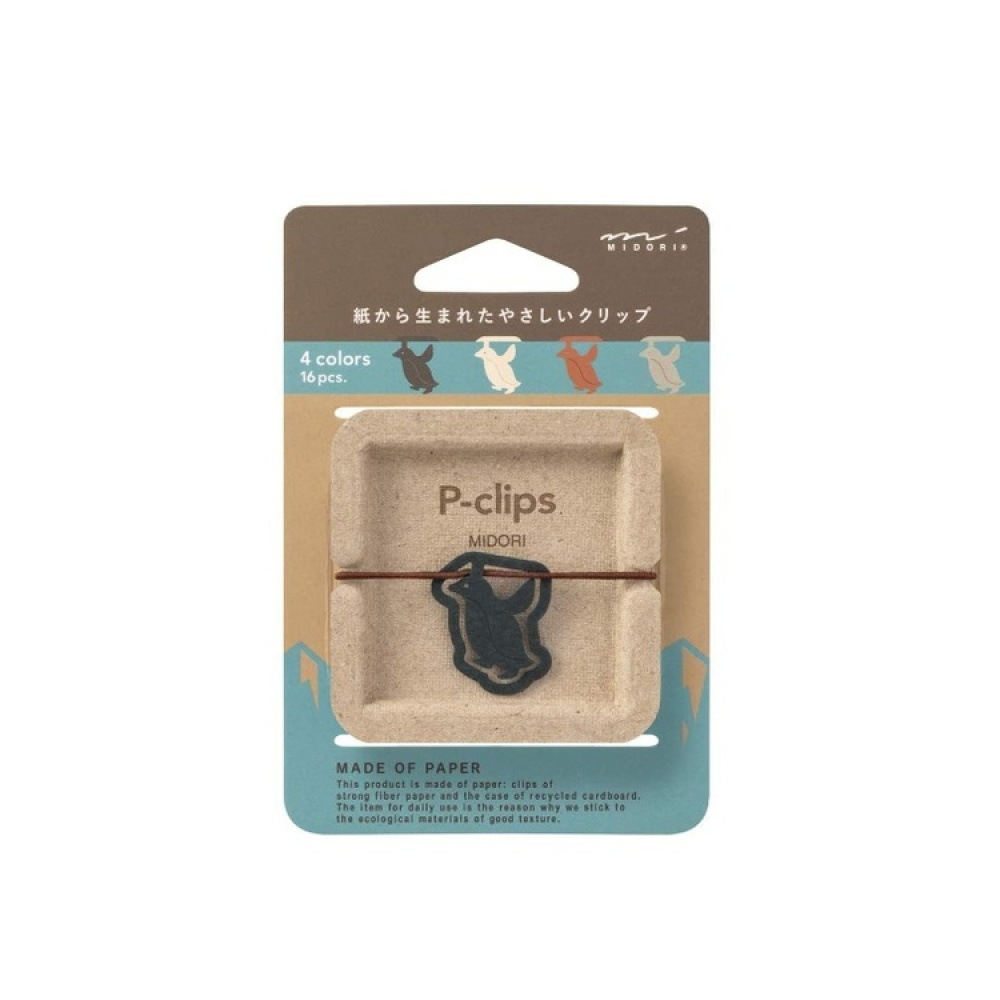 Paper Clips in cardboard, Set of 16, P-CLIPS - PAPER PENGUINS,, Midori, Assorted in the group Storage / Office supplies at SmartaSaker.se (40991)