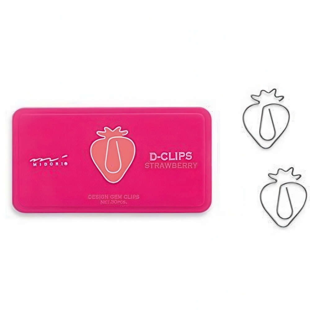 Paper Clips, Set of 30, D-CLIPS STRAWBERRY, Midori, Pink / silver in the group Storage / Office supplies at SmartaSaker.se (41000)