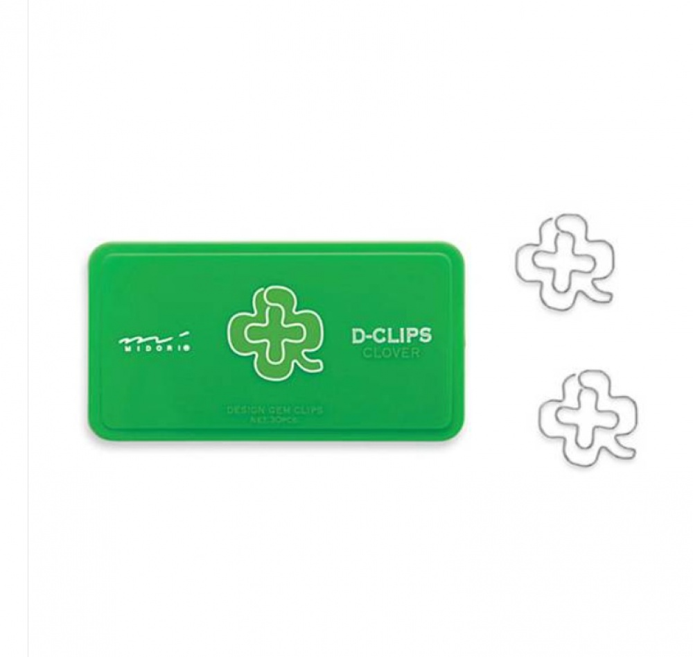 Paper Clips, Set of 30, D-CLIPS CLOVER, Green / silver in the group Storage / Office supplies at SmartaSaker.se (41001)