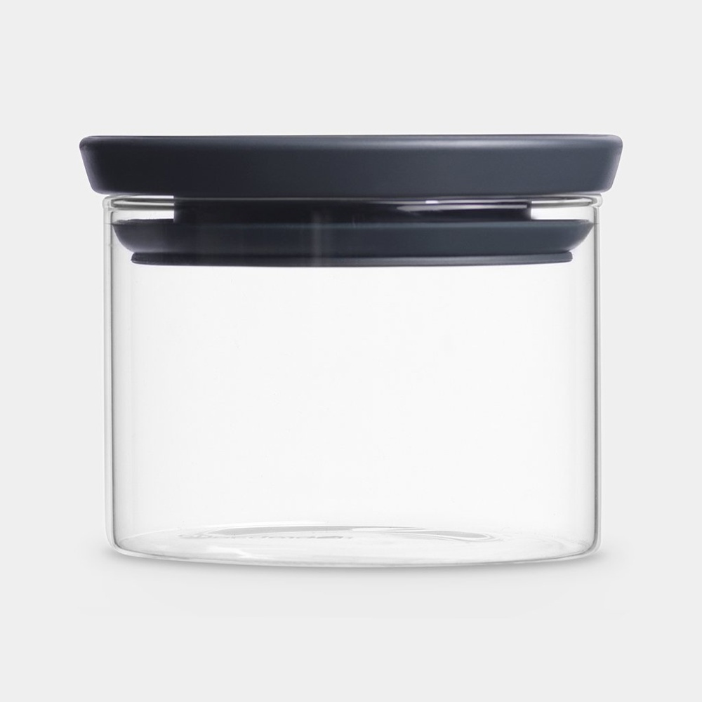 Glass Canister, 0,3L, STACKABLE SMALL JAR, Ø 10,4 x H 8,5 cm, Brabantia, Clear / Dark Grey in the group Storage / Kitchen storage / Storage bins and jars / Brabantia at SmartaSaker.se (41003)