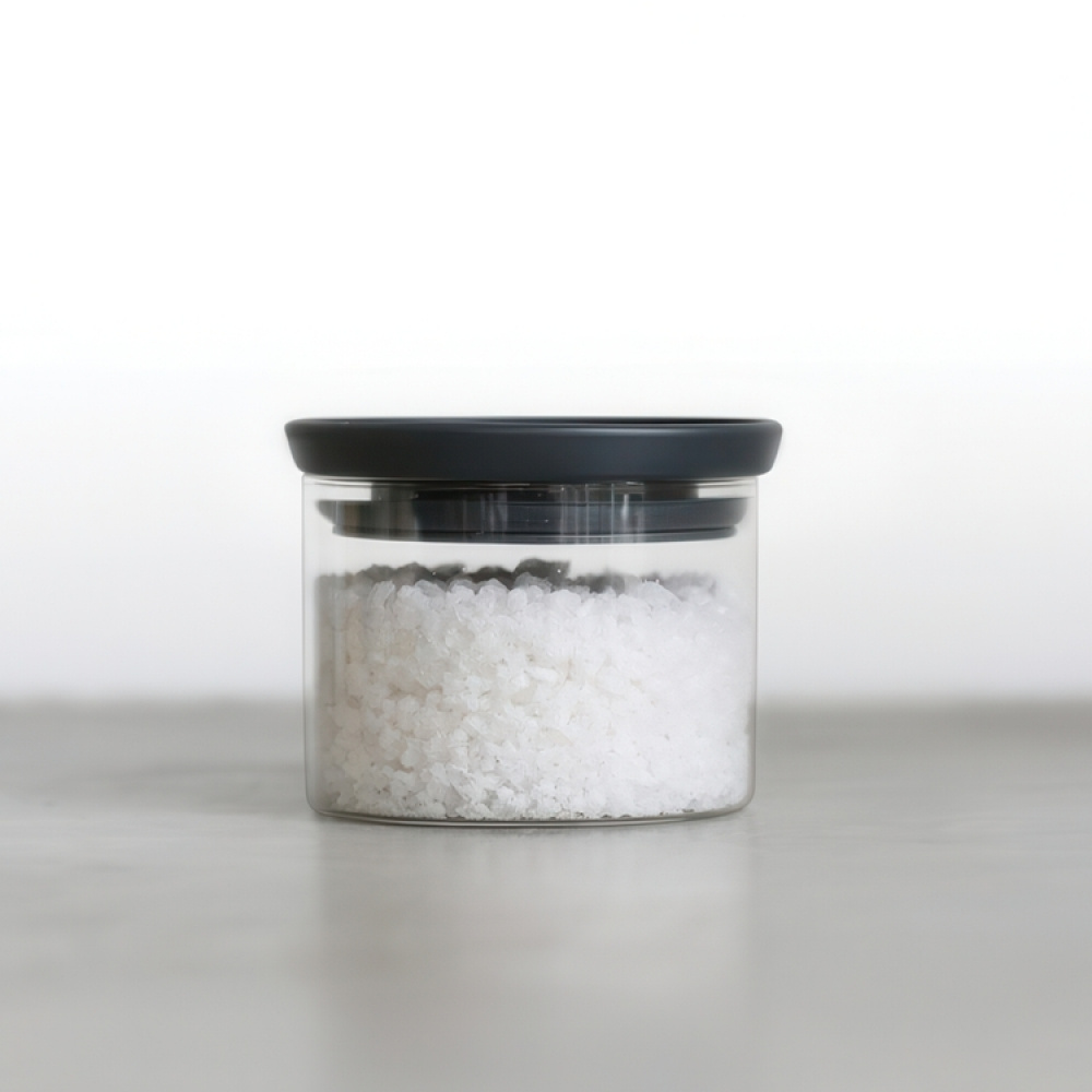 Glass Canister, 0,3L, STACKABLE SMALL JAR, Ø 10,4 x H 8,5 cm, Brabantia, Clear / Dark Grey in the group Storage / Kitchen storage / Storage jars / Brabantia storage jars at SmartaSaker.se (41003)